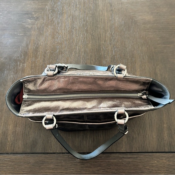 Vintage Y2K Coach Metallic Leather Tote Pewter Shoulder Bag EUC Classic Coach - Picture 5 of 9